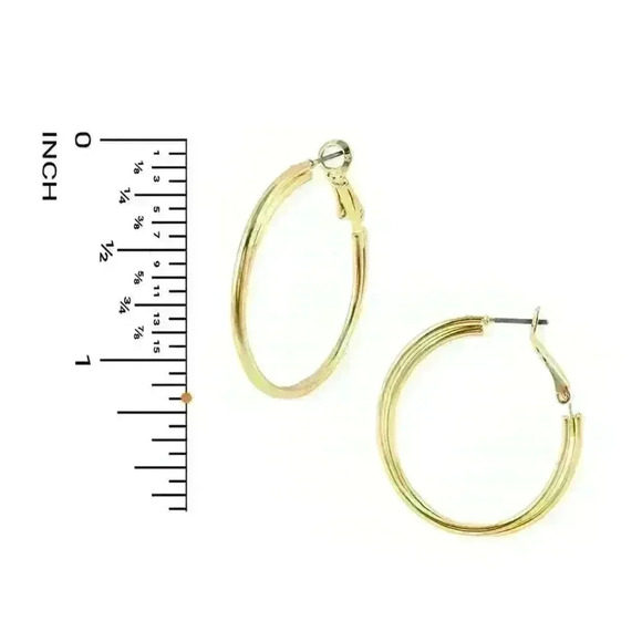 NWT Classic 18K Gold-Plated/1.7" Double Hoop Hypoallergenic Earrings - Picture 15 of 15